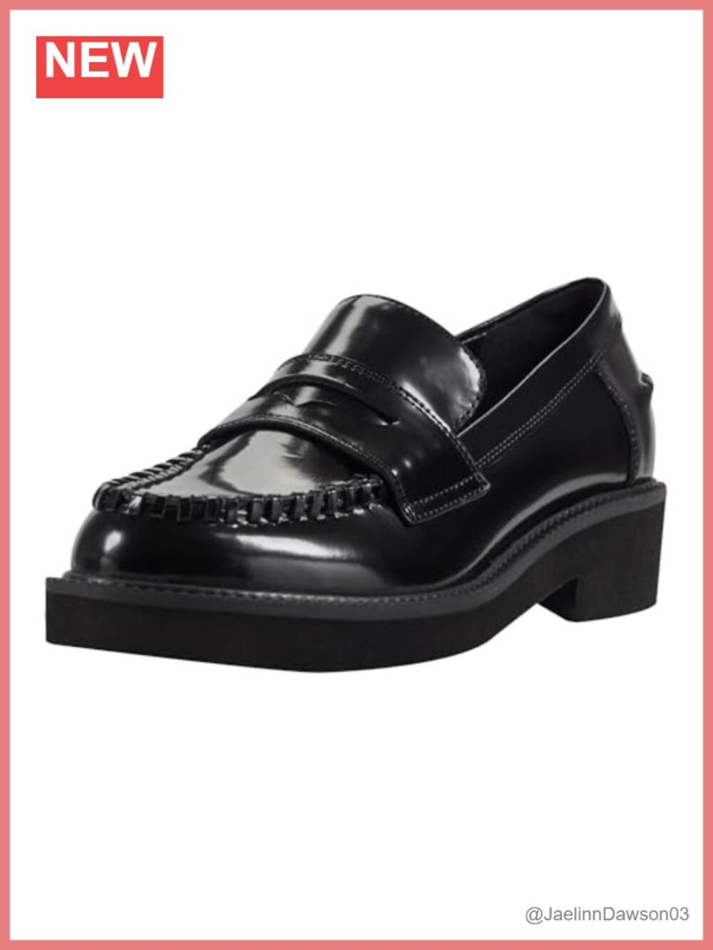 Leather Loafer for Women Block Heel Slip-On Dress Shoe